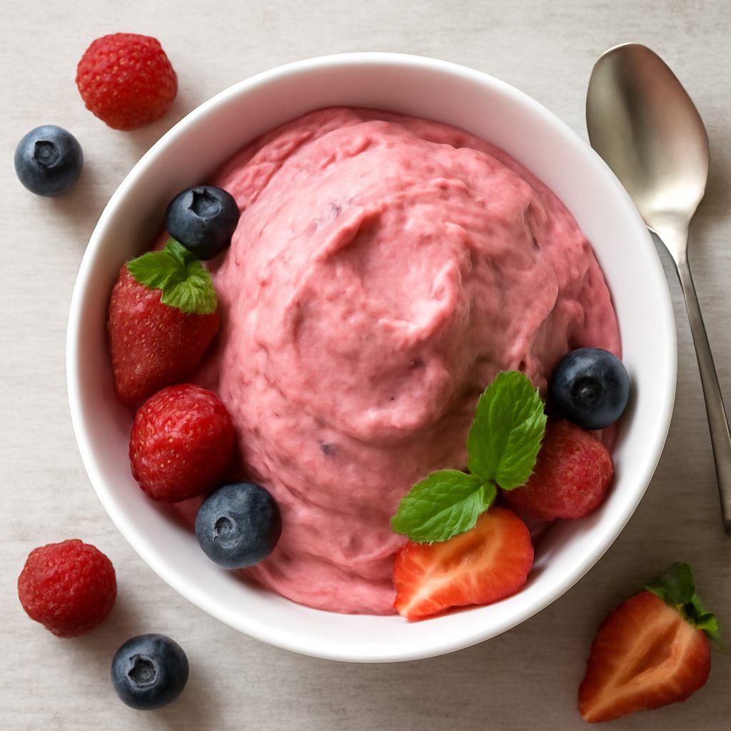 Gelato veloce alla frutta proteico low-carb