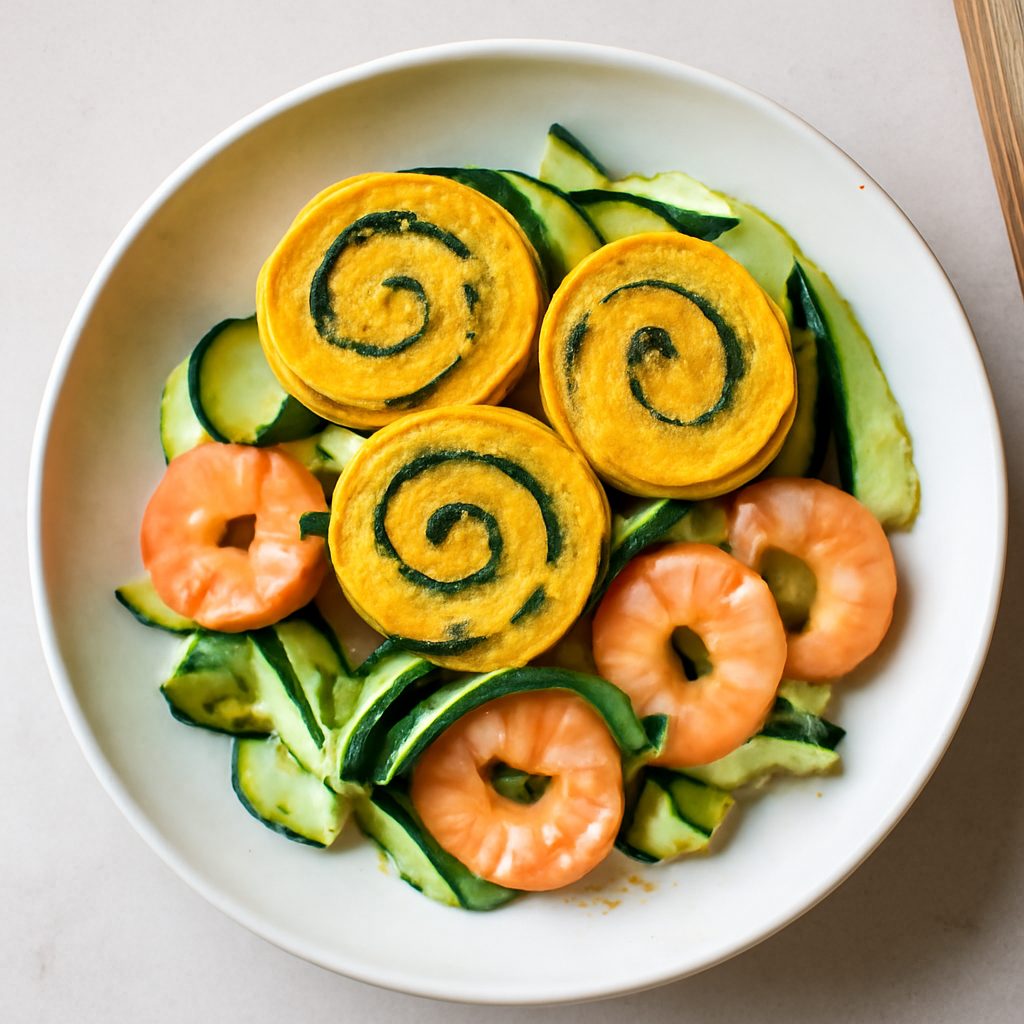 Girelle alla Curcuma con Zucchine e Gamberetti