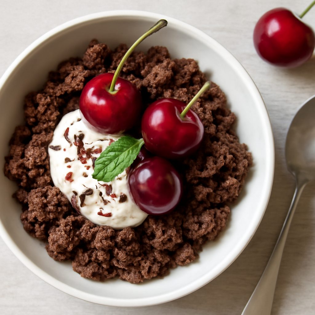 Granita al cioccolato e ciliegie proteica low-carb