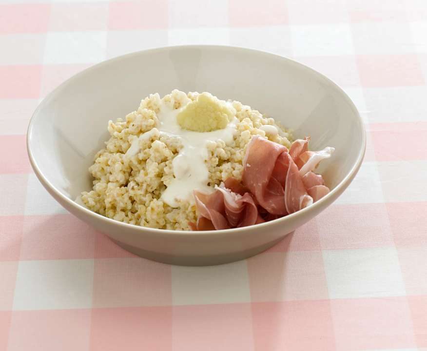 Grano con crema di cavolfiore e prosciutto Protein