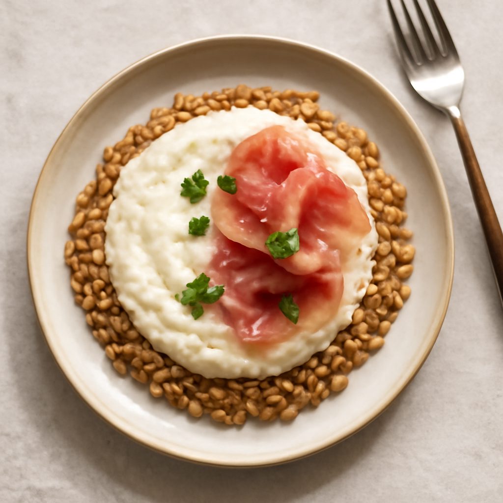 Grano con crema di cavolfiore e prosciutto - Versione