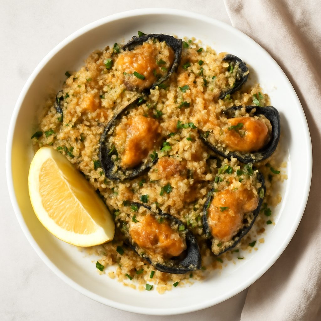 Gratin di cozze con zucchine e fagioli Low Carb
