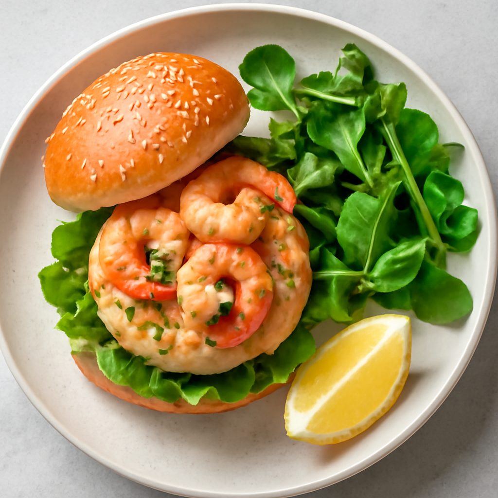 Hamburger di merluzzo e gamberi proteico low-carb