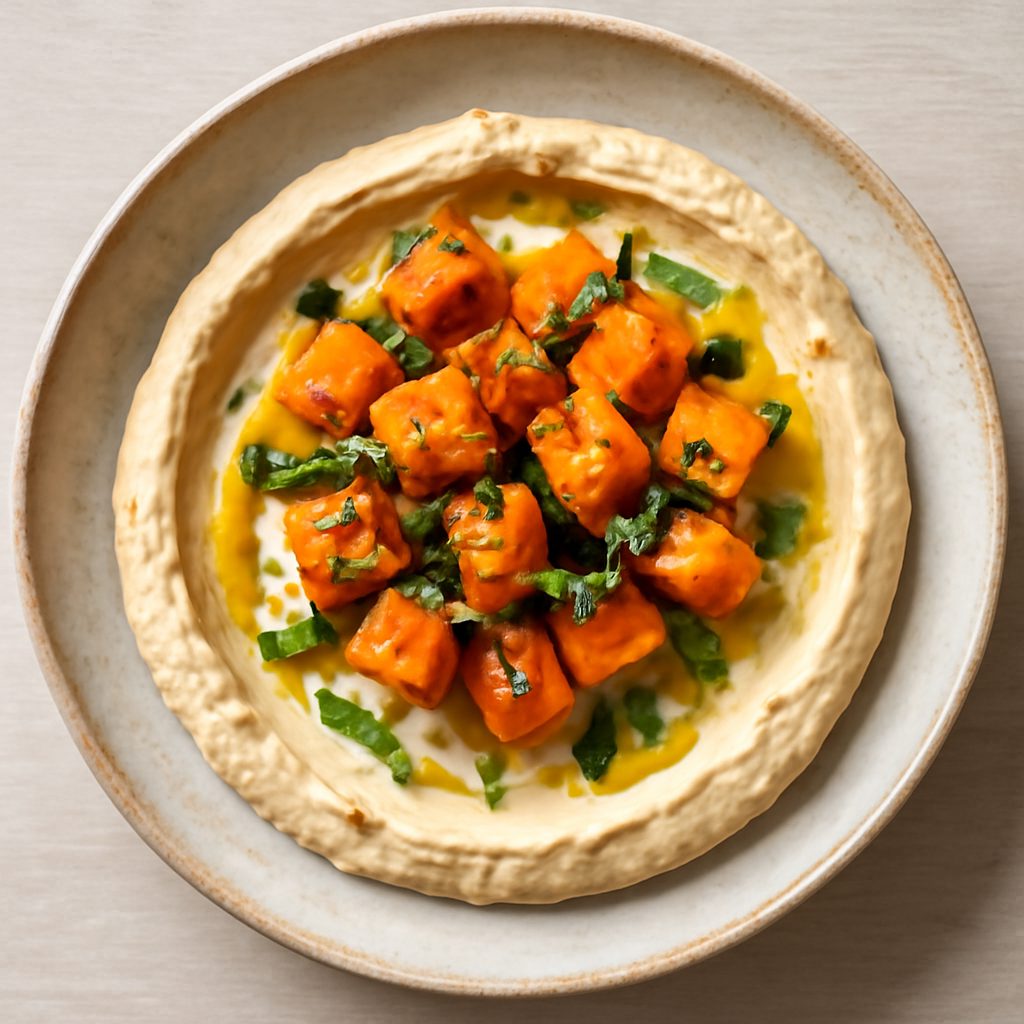 Hummus di cicerchie e zucca arrosto proteico low-carb
