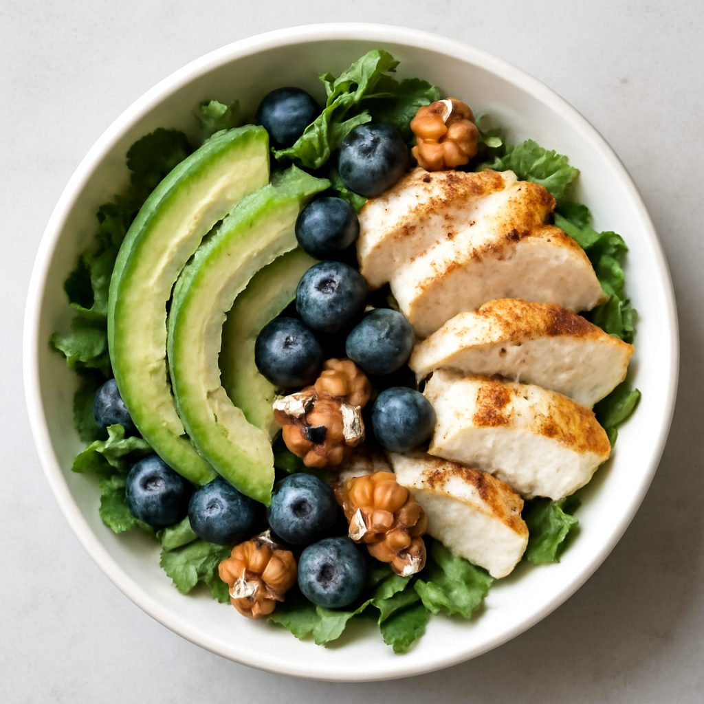 Insalata di avocado, mirtilli e noci