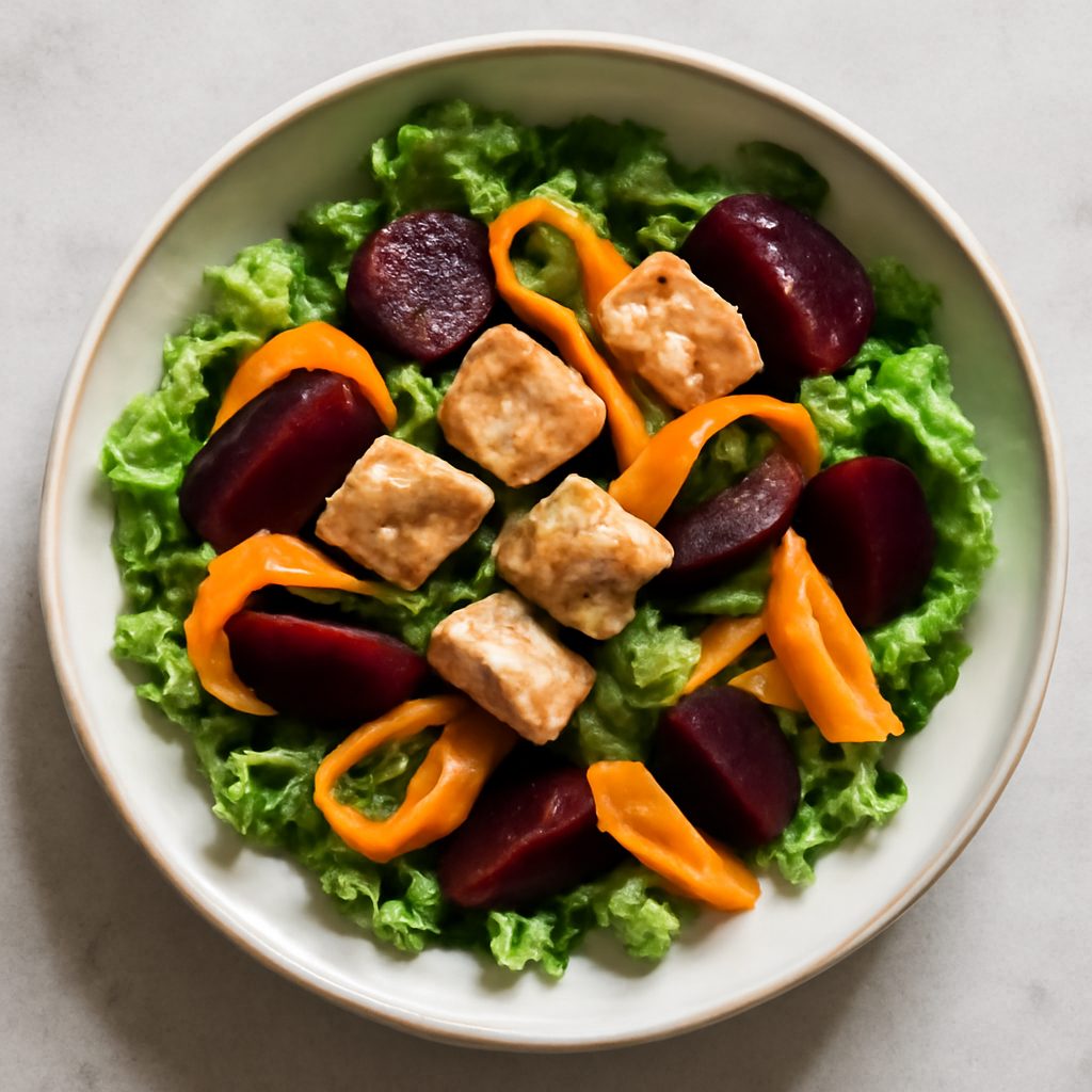 Insalata di barbabietole, lattuga e carote proteica low-carb