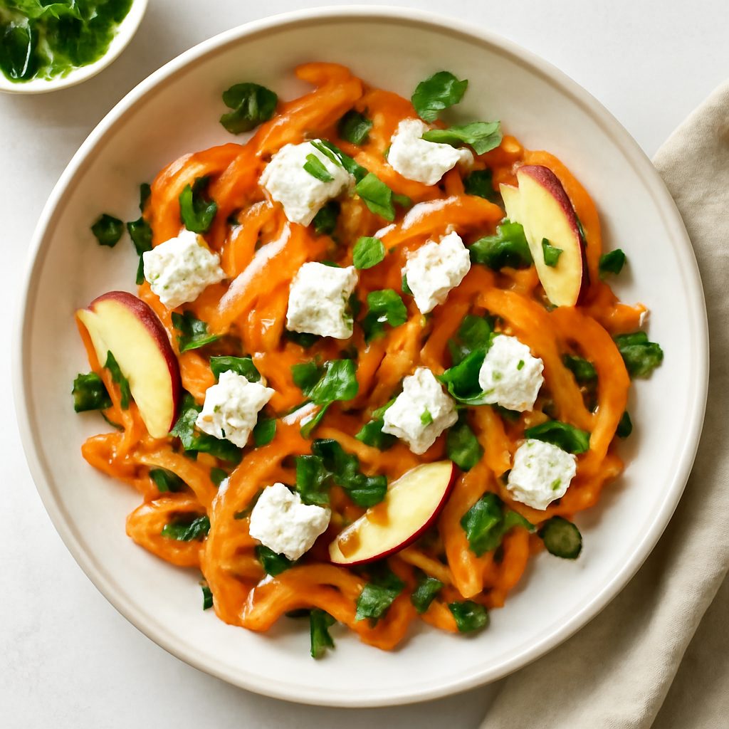 Insalata di carote e mele con feta