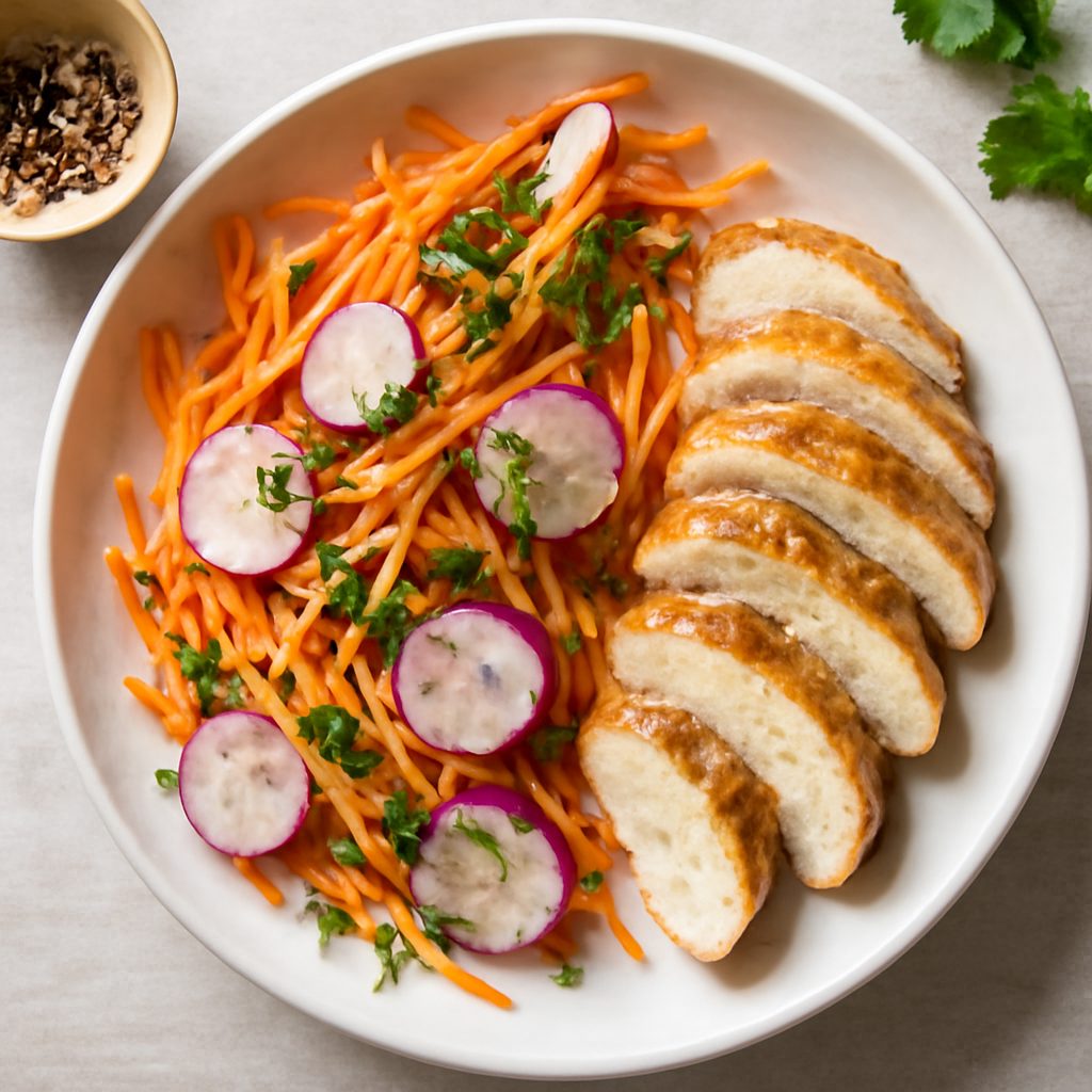 Insalata di carote e ravanelli all'orientale fit proteica