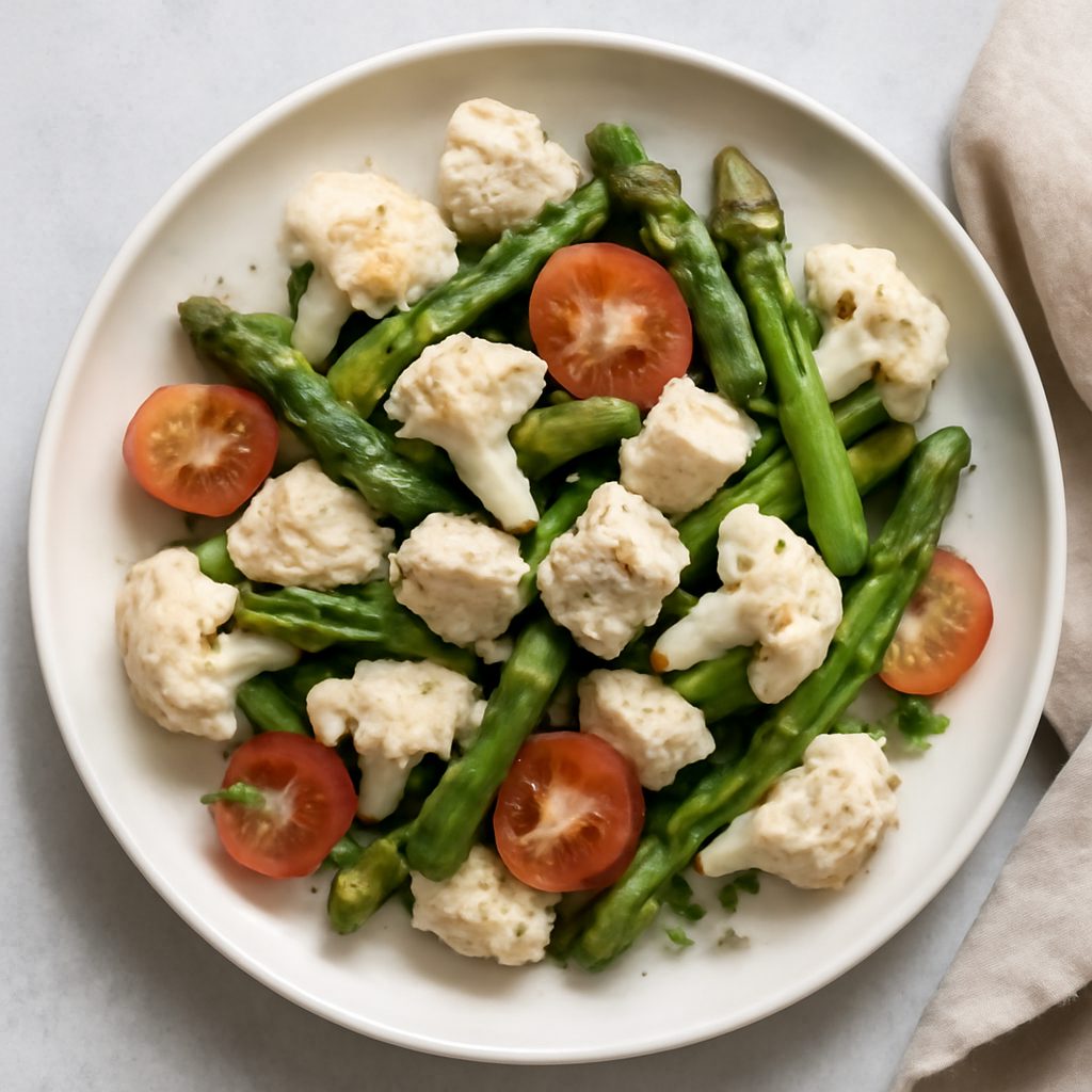 Insalata di Cavolfiore e Asparagi con Pesto di Aneto Low Fat