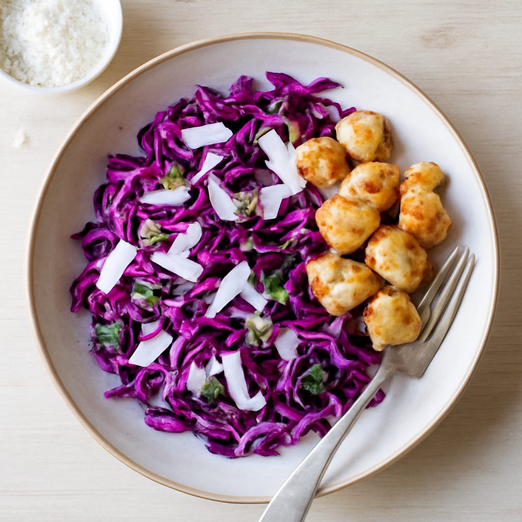 Insalata di cavolo rosso e cocco proteica low-carb
