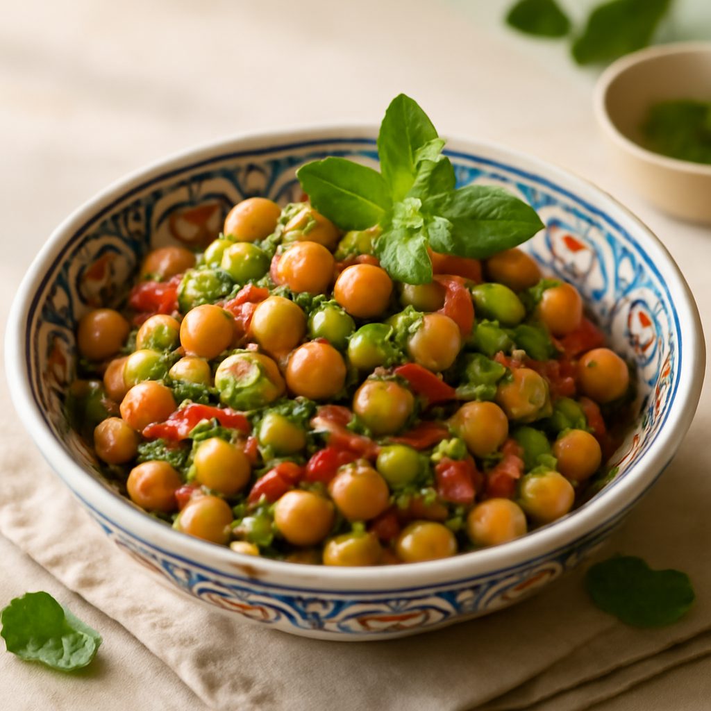 Insalata di ceci orientale light con harissa e menta