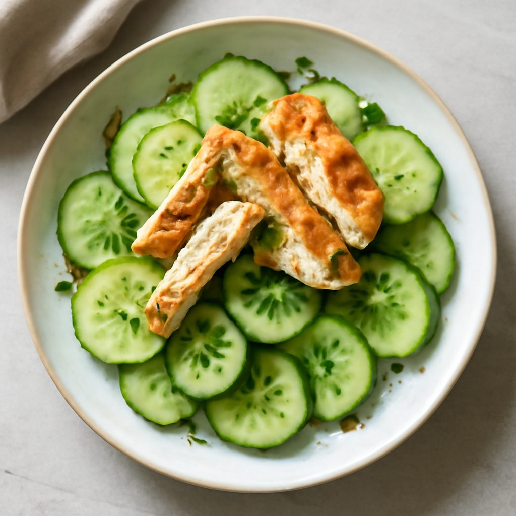 Insalata di cetrioli proteica con dressing all'aneto fit