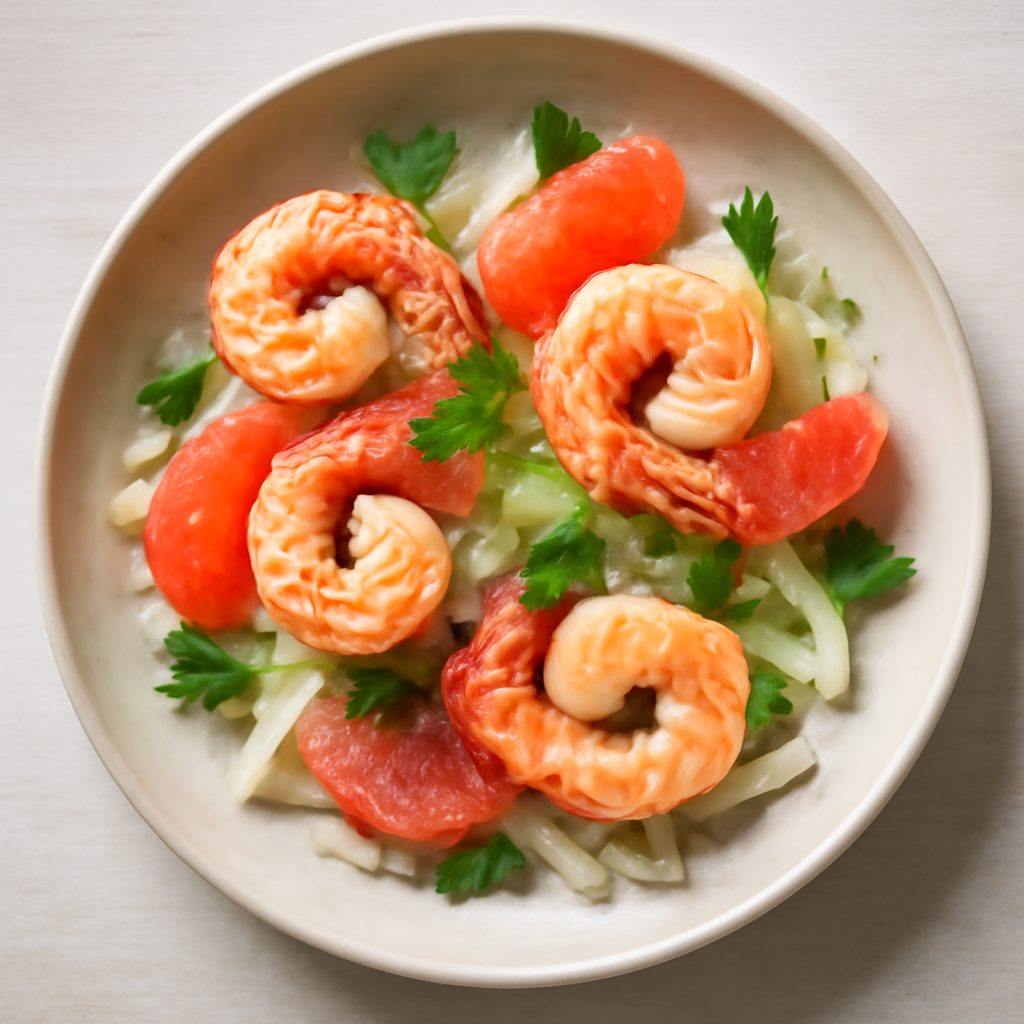 Insalata di gamberi, pompelmo rosa e finocchi proteica low-carb
