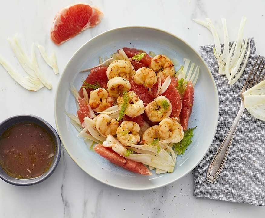 Insalata di gamberi, pompelmo rosa e finocchi Protein
