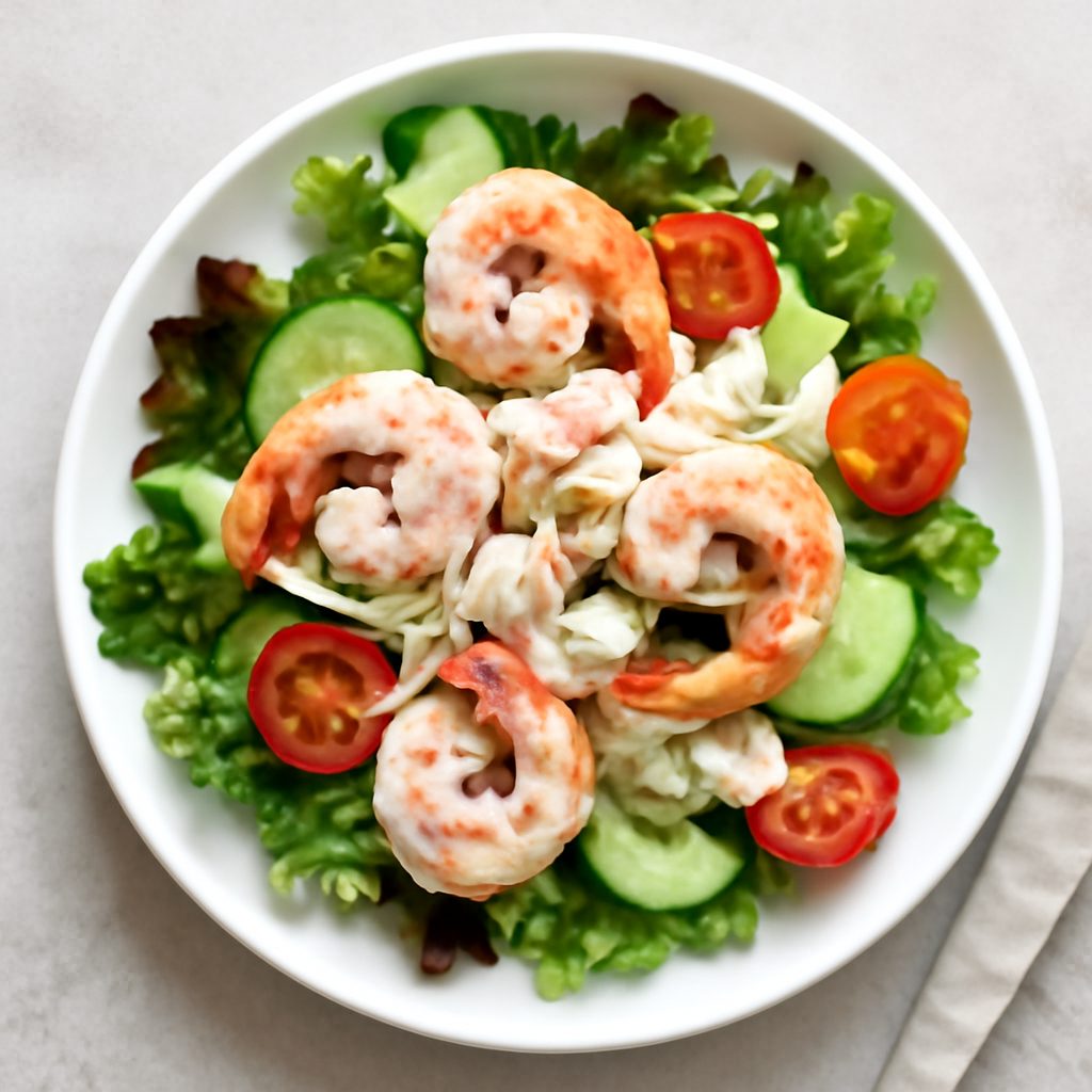 Insalata di granchio e gamberi proteica con maionese allo zenzero low-carb