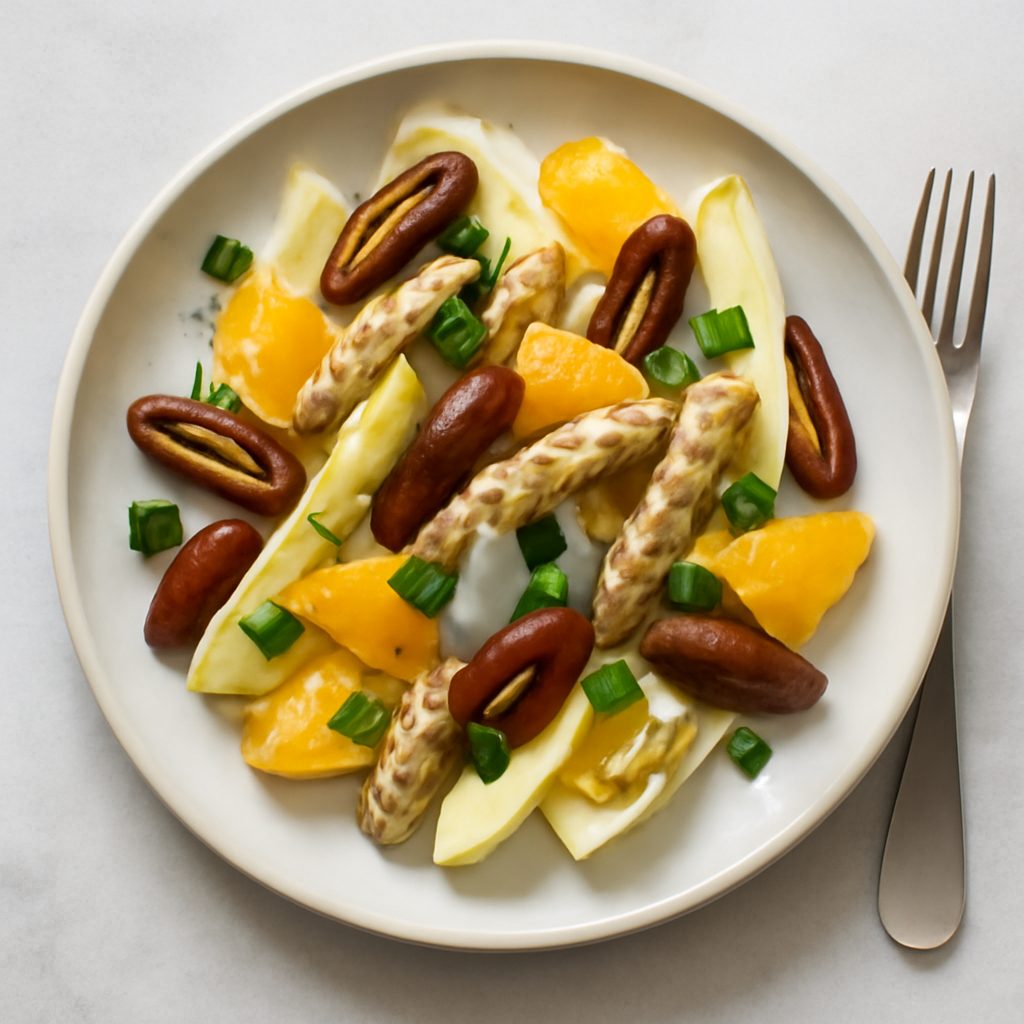 Insalata di indivia con datteri e arance proteica low-carb