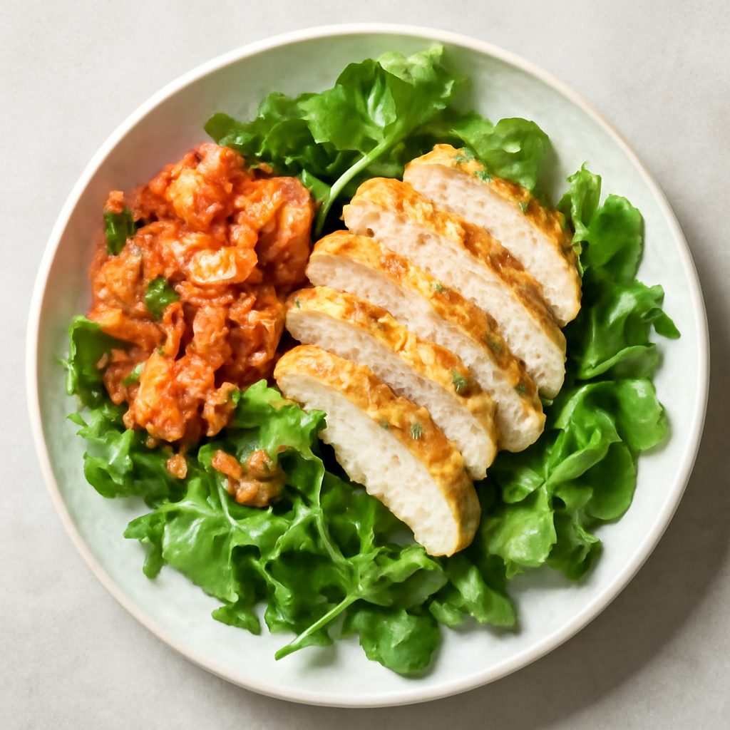 Insalata di kimchi e pollo proteica low-carb