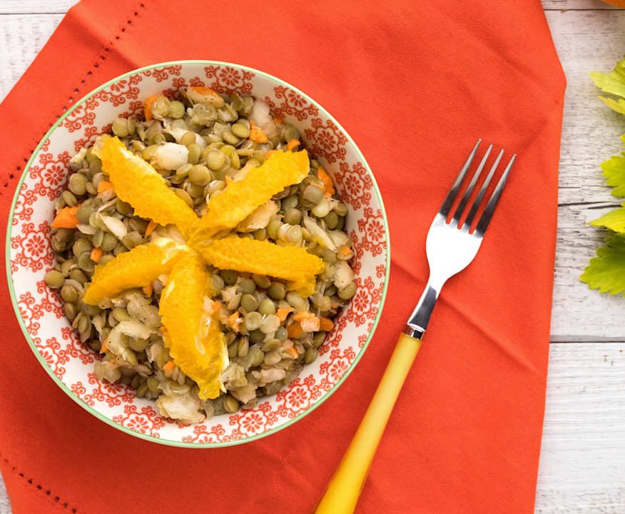 Insalata di lenticchie verdi, arance e zenzero Protein