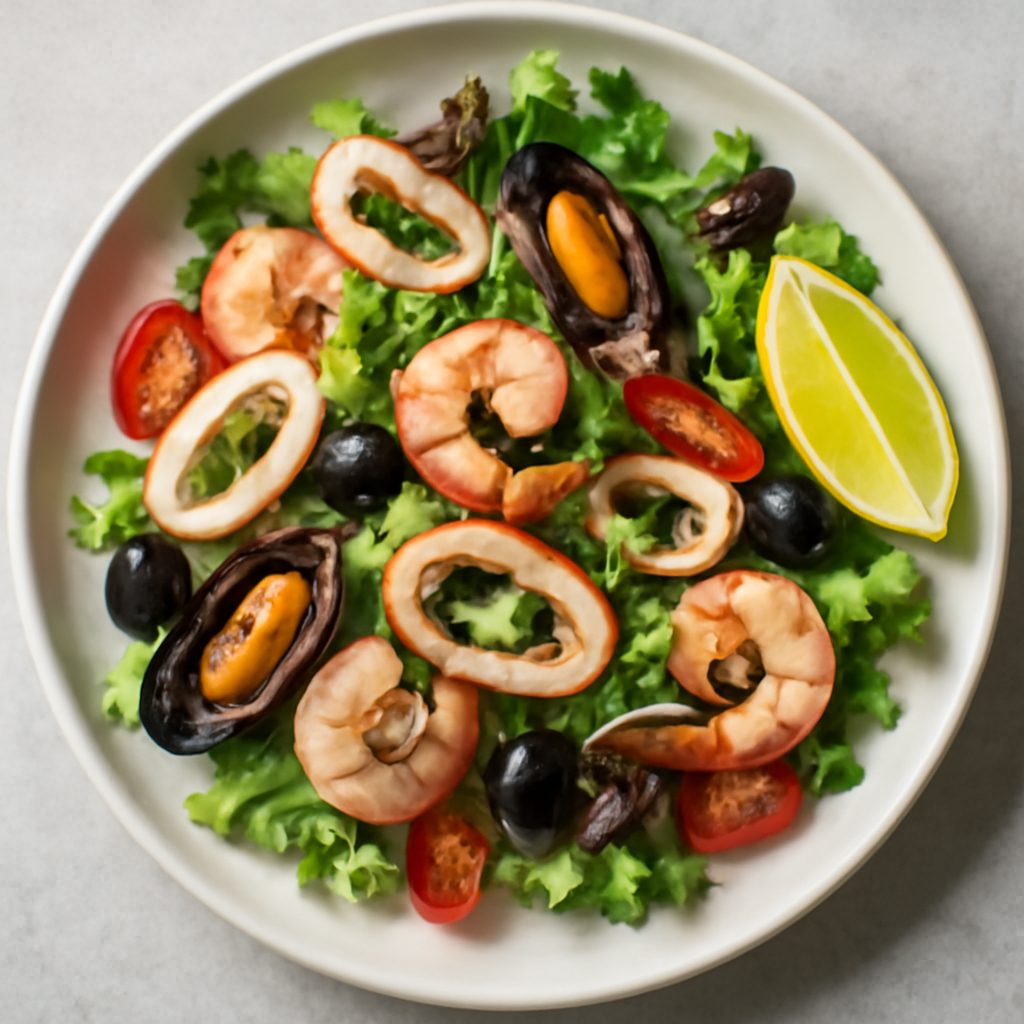 Insalata di mare con salsa allo yogurt greco