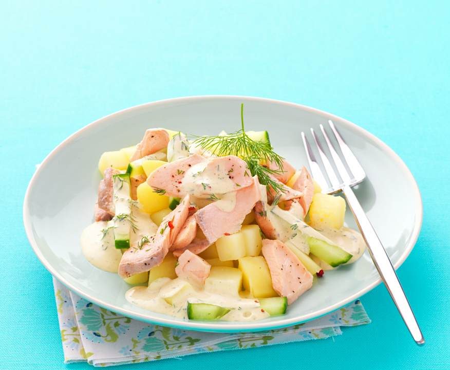 Insalata di patate e salmone profumata all'aneto Low Fat