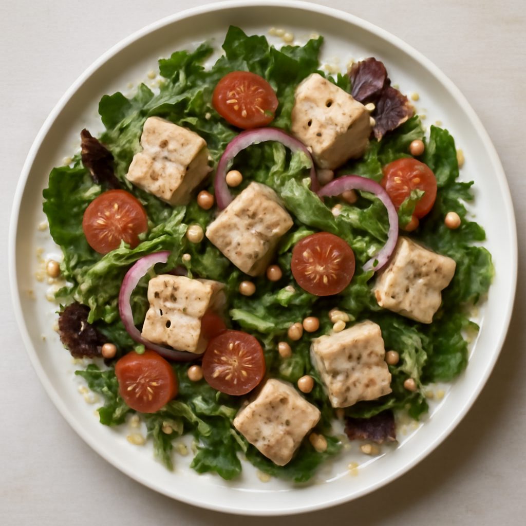 Insalata di pesce spada e pinoli proteica low-carb