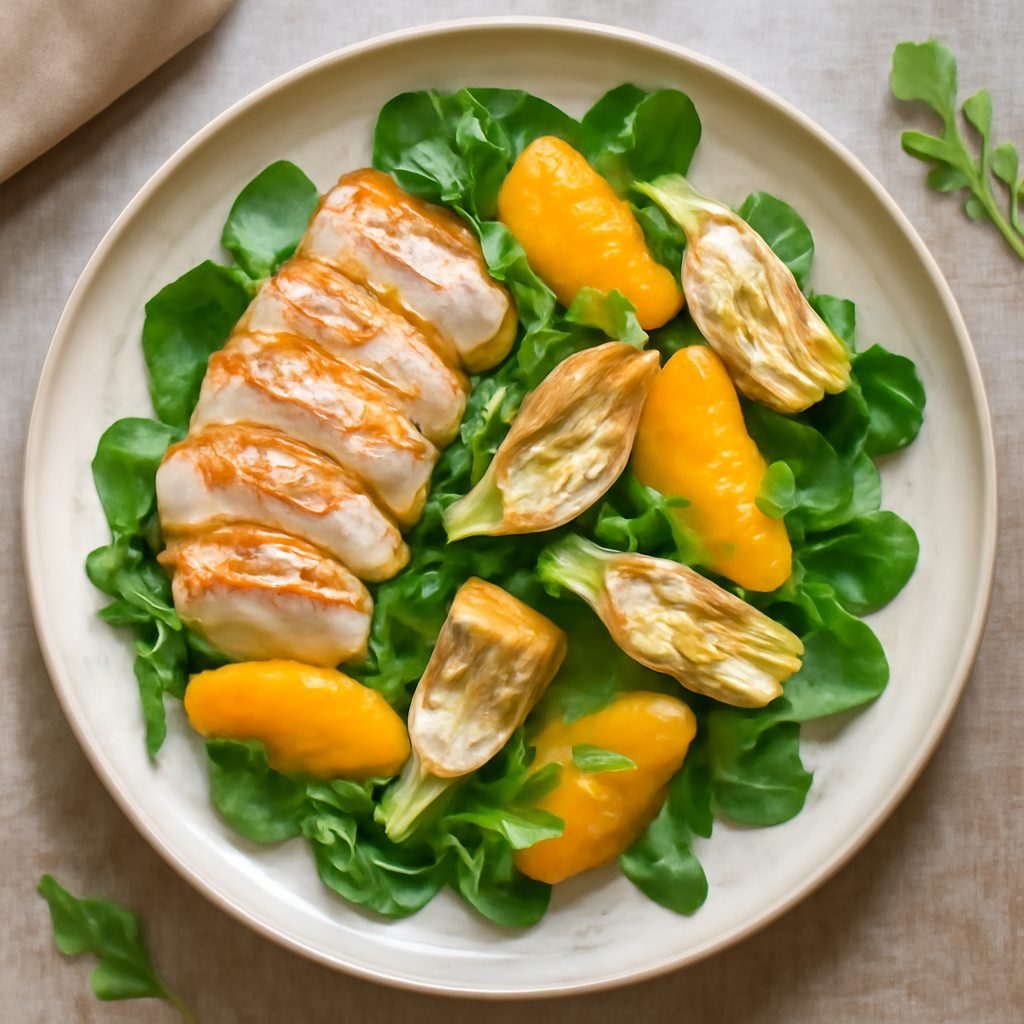 Insalata di pollo e carciofi all'arancia proteica low-carb