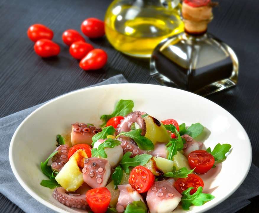 Insalata di polpo con pomodorini e rucola Low Fat