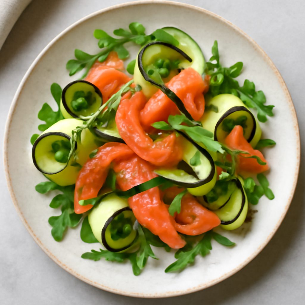 Insalata di salmone e zucchine fit profumata all'aneto Protein