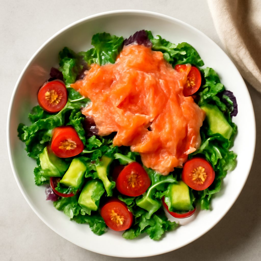 Insalata di salmone con shirataki e feta
