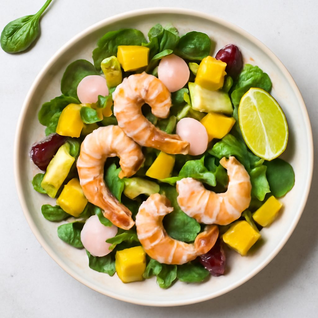 Insalata di scampi esotica proteica low-carb in vasetto