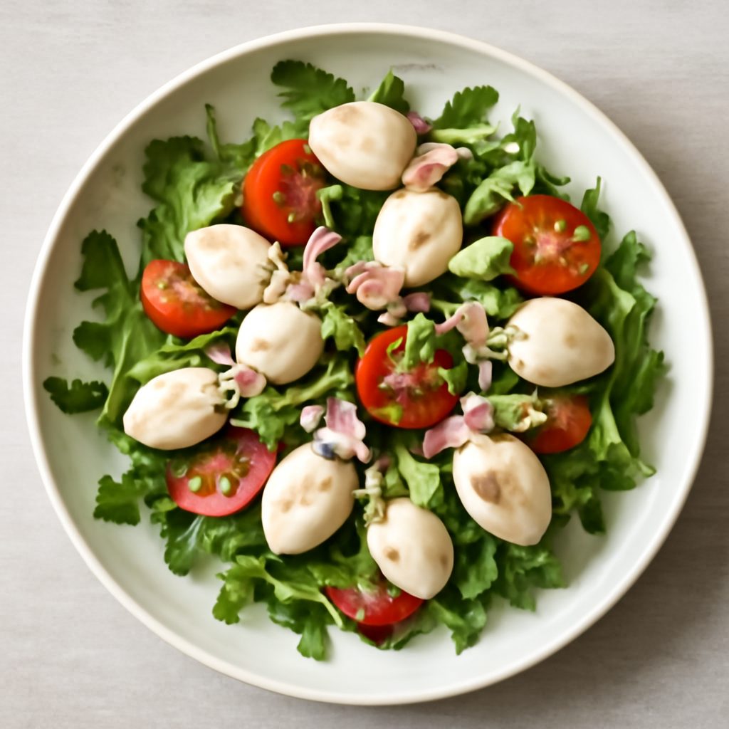 Insalata di seppioline proteica low-carb con frutta secca