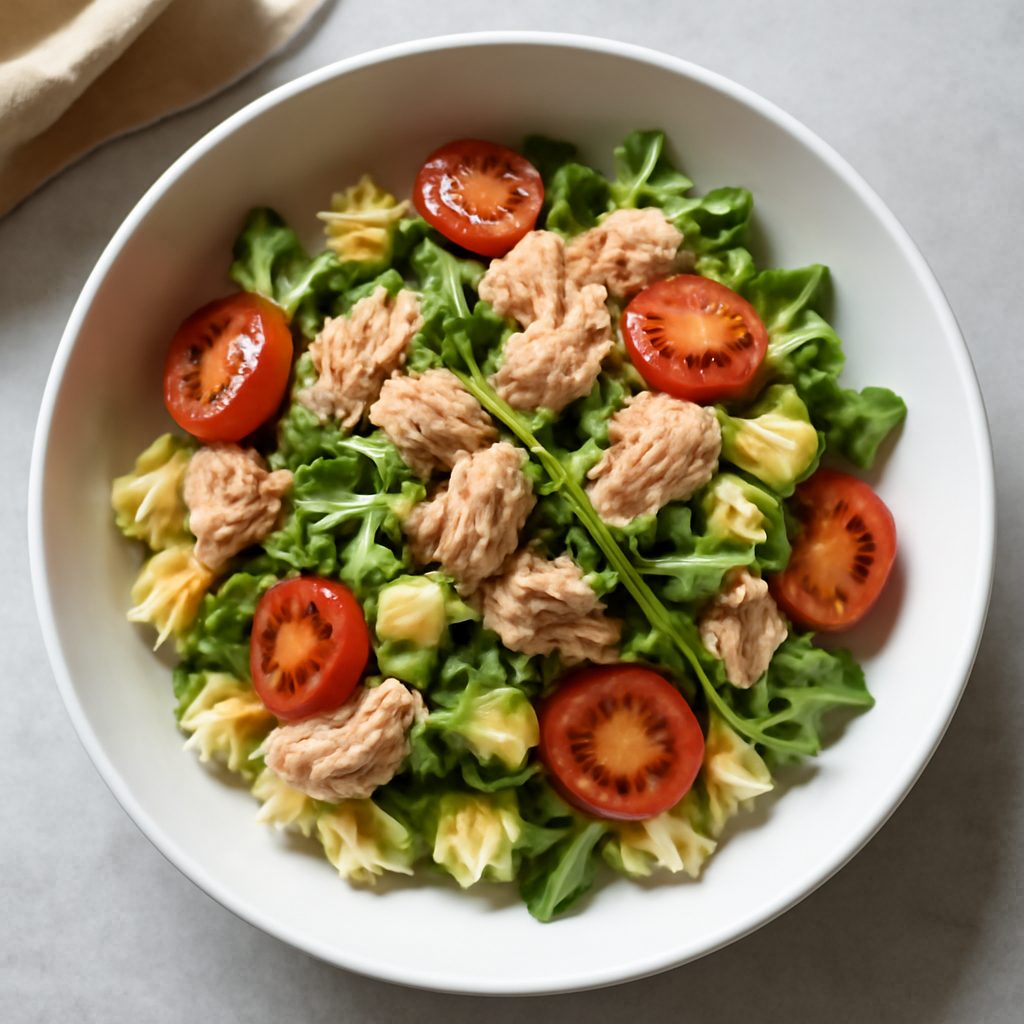 Insalata fredda proteica con salmone e spaghetti di zucchine low-carb