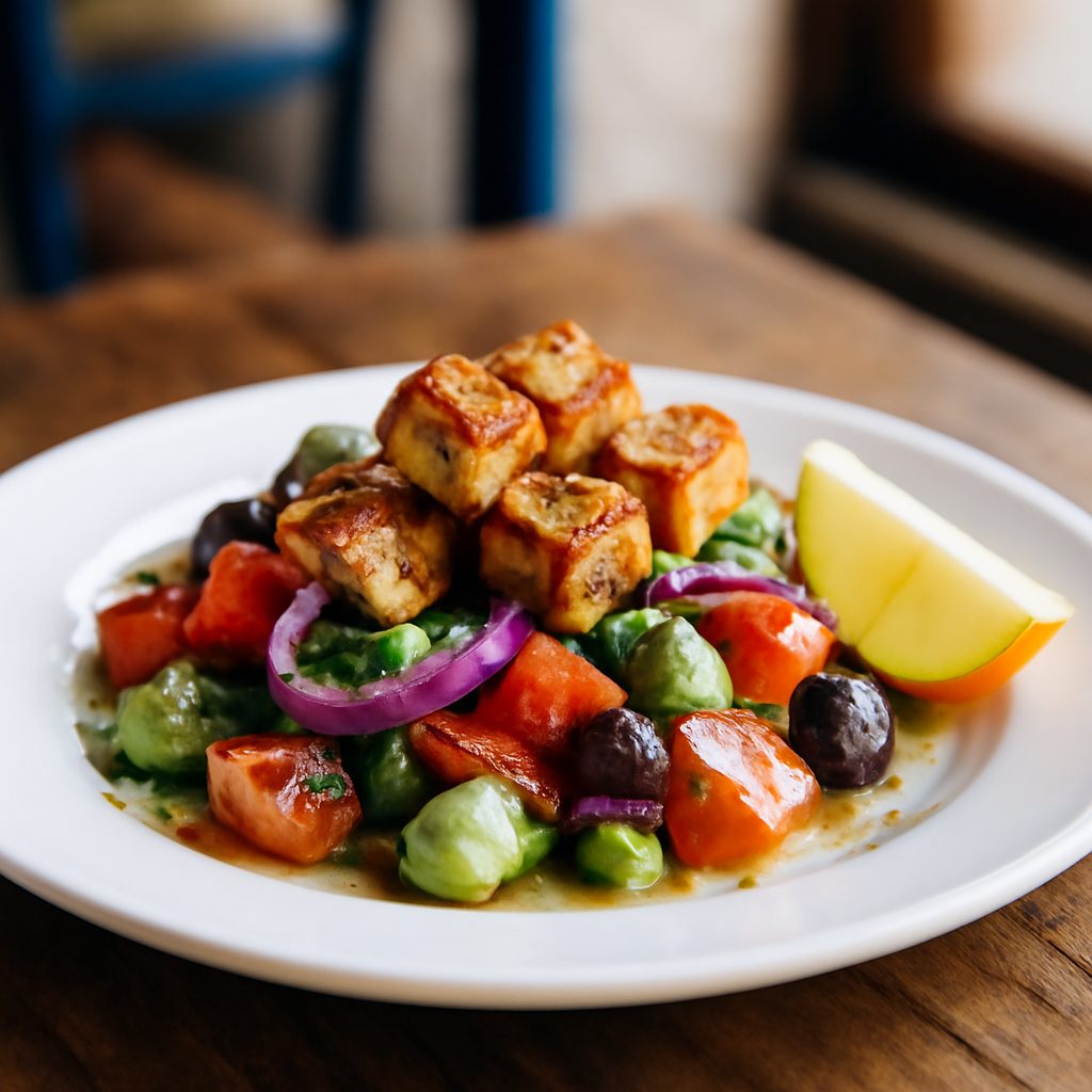 Insalata Greca di Verdure e Tofu Affumicato