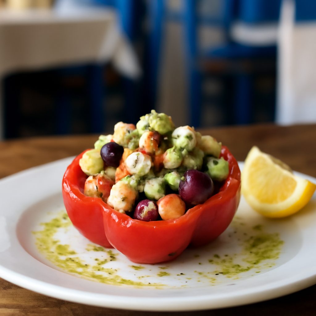 Insalata Mediterranea di Pollo in Coppa di Peperone Low Fat