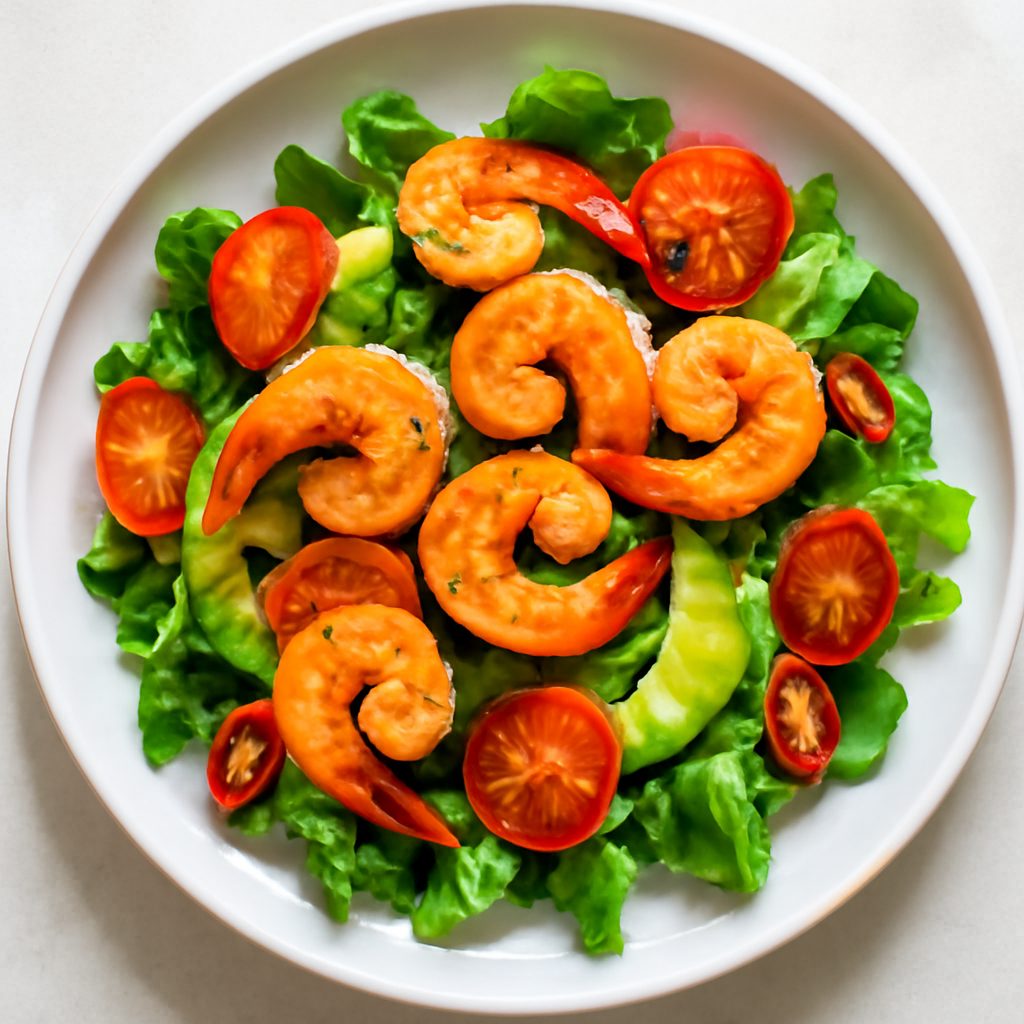 Insalata piccante di gamberi proteica low-carb