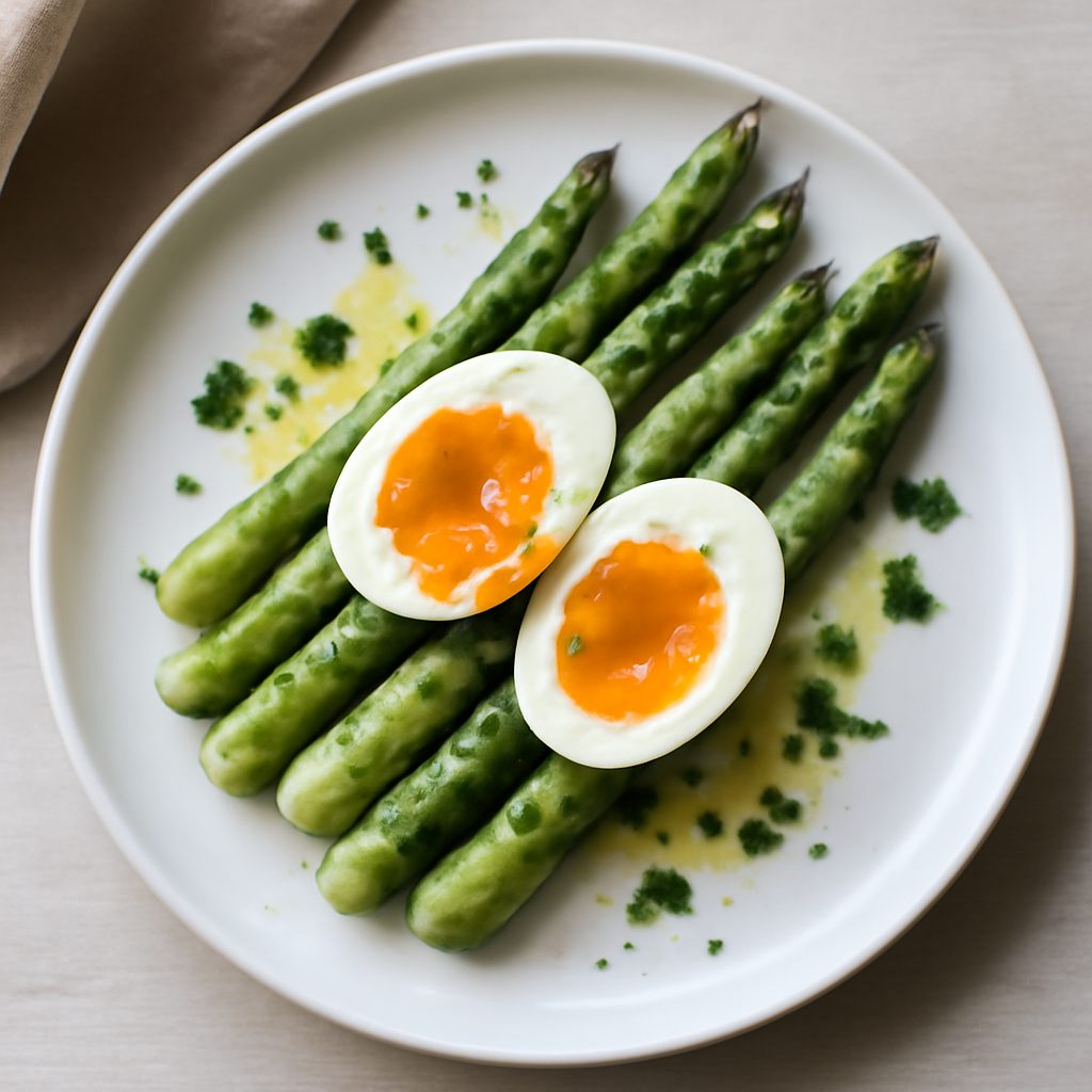 Insalata tiepida di asparagi e uova barzotte proteica low-carb