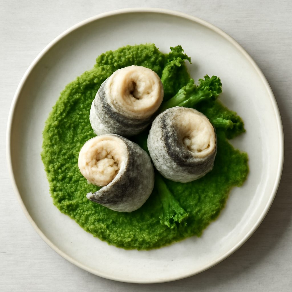 Involtini di branzino proteici con crema di cime di rapa low-carb