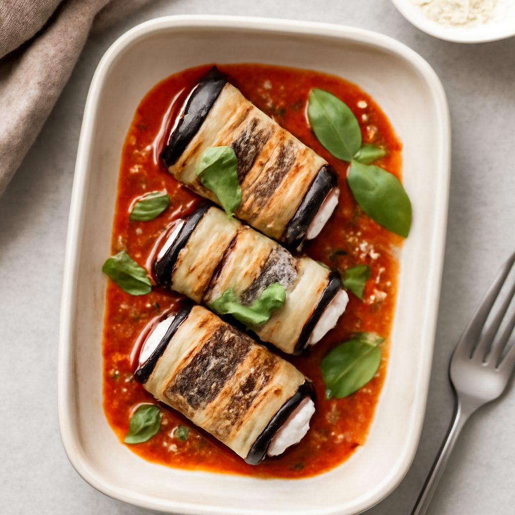Involtini di melanzane e ricotta proteici low-carb