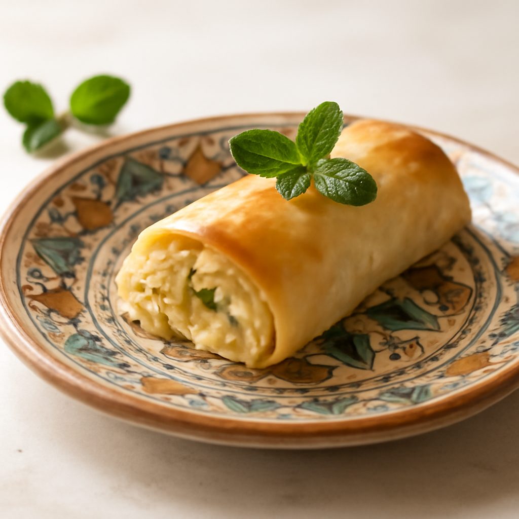 Involtini di pasta fillo al formaggio e porri