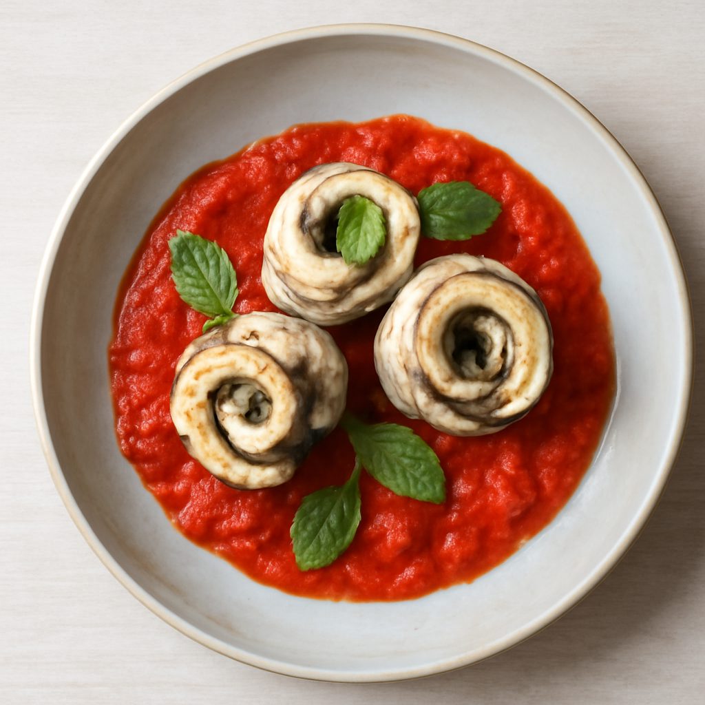 Involtini di pesce spatola proteici con crema di pomodorini e menta low-carb