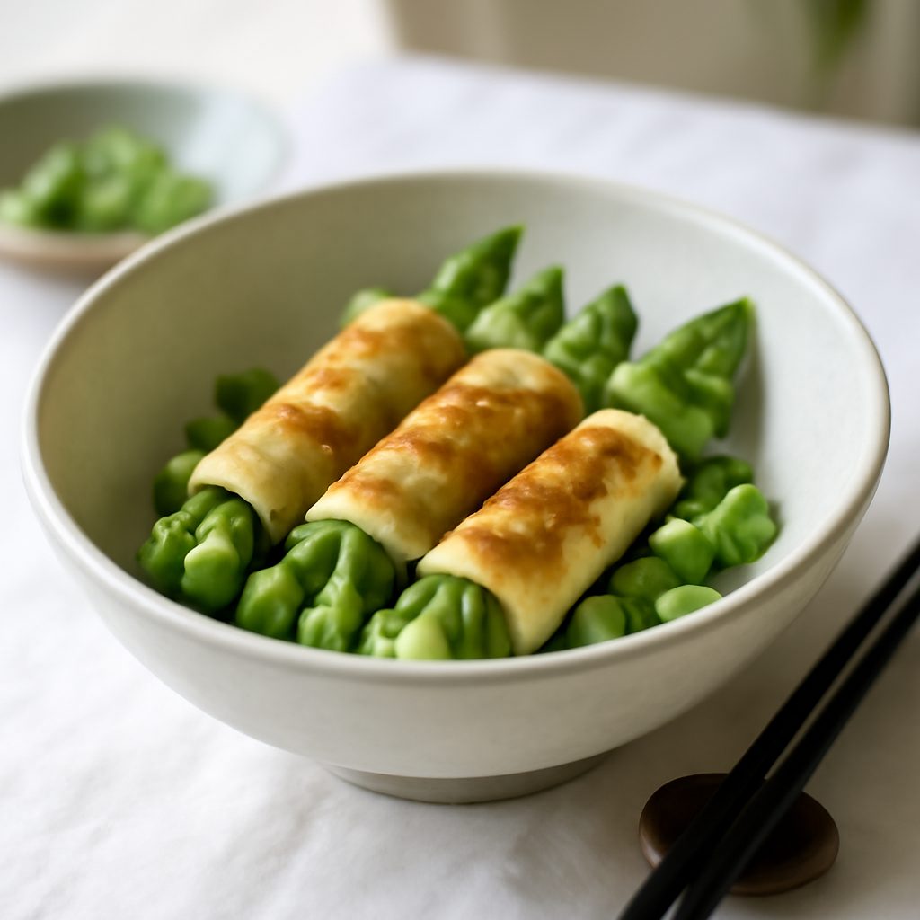 Involtini di piselli e asparagi light - Nems italiani al forno