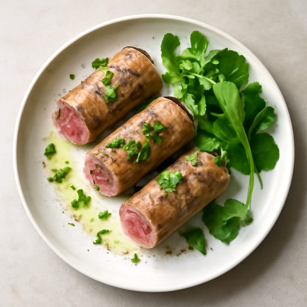 Involtini di tonno proteici low-carb con insalata di zucchine