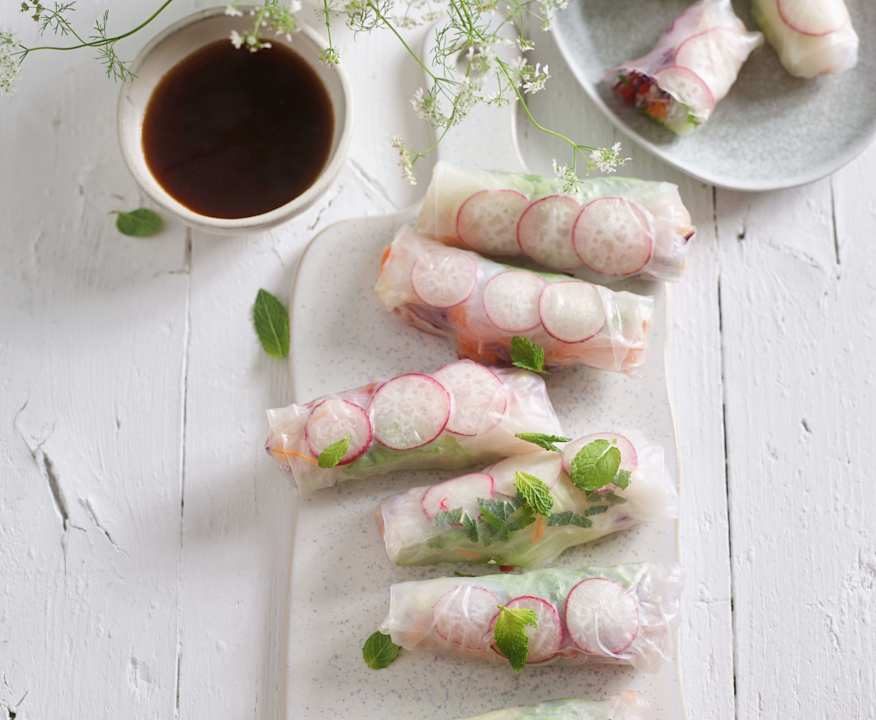 Involtini freddi vegetariani con salsa piccante Low Carb