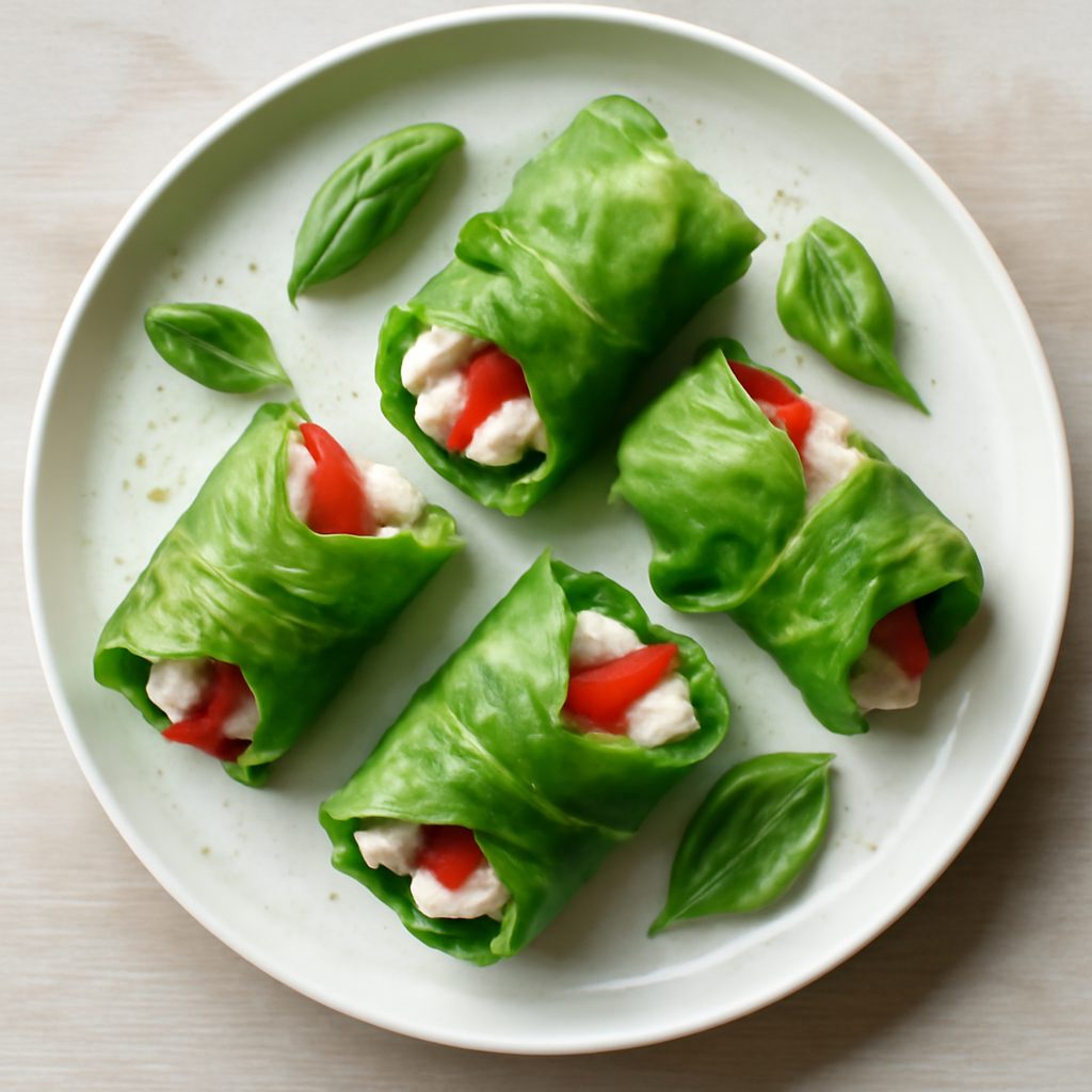 Involtini freddi vegetariani proteici low-carb con salsa piccante fit
