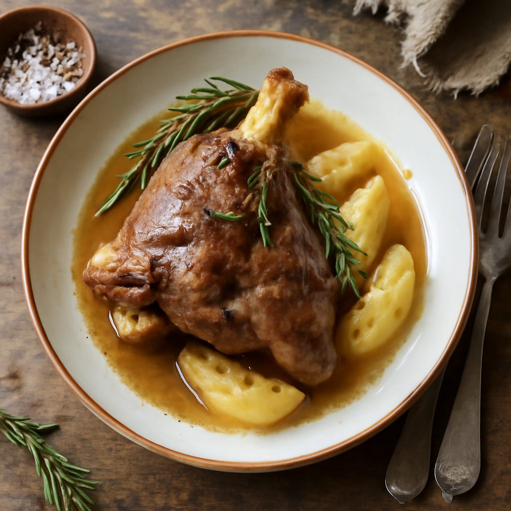 Stinco di Agnello Brasato al Vino Bianco con Rosmarino