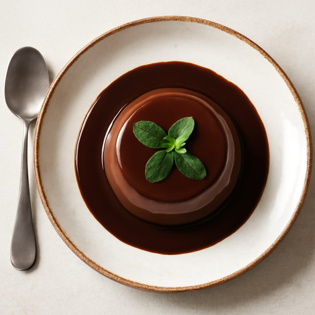 Latte cotto al cioccolato con coulis di pere e zenzero - Versione Protein