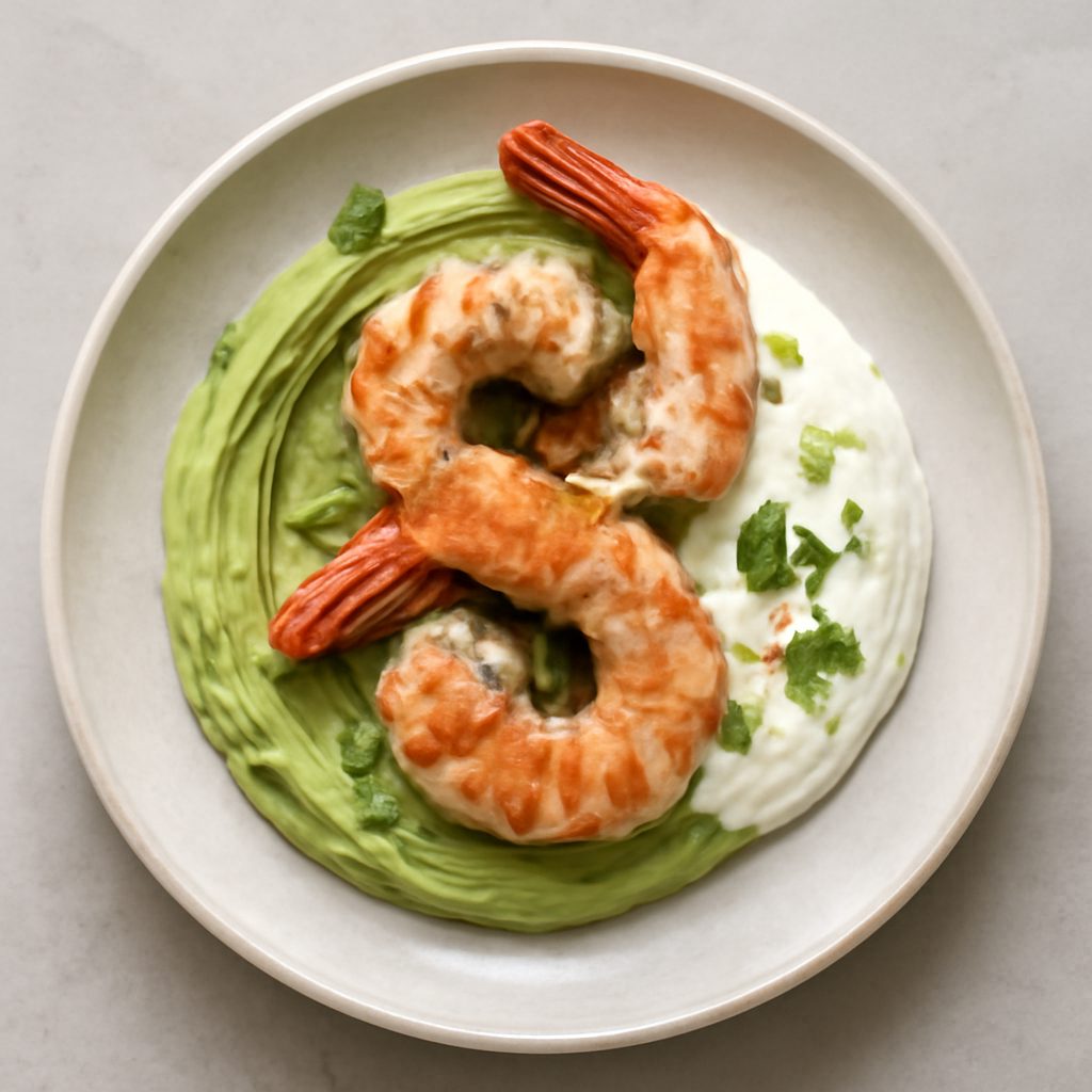 Mazzancolle con mousse di avocado e yogurt greco - Versione