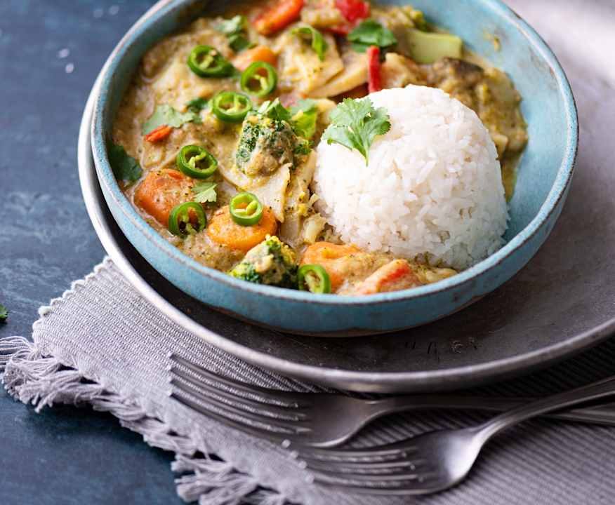Menù: Curry vegan con riso; sorbetto mango e cocco (Bimby Friend) Low Fat