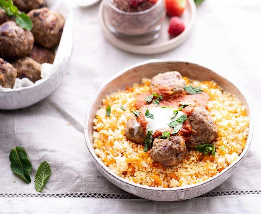 Menù: Polpette di agnello e cous cous piccante; mousse al cioccolato (Bimby Friend) Low Fat
