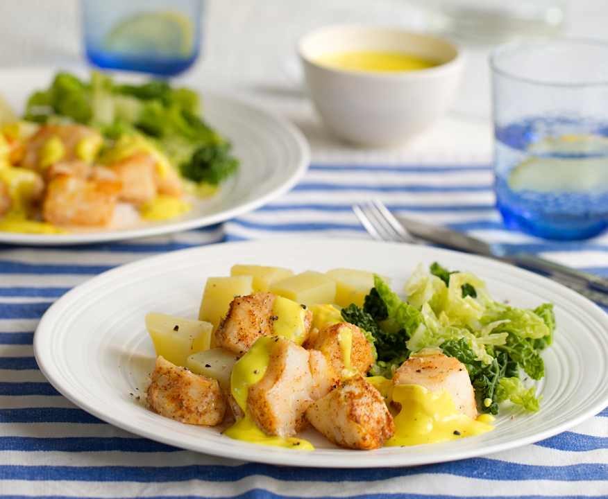 Merluzzo al vapore con patate, verza e salsa agli agrumi Low Carb